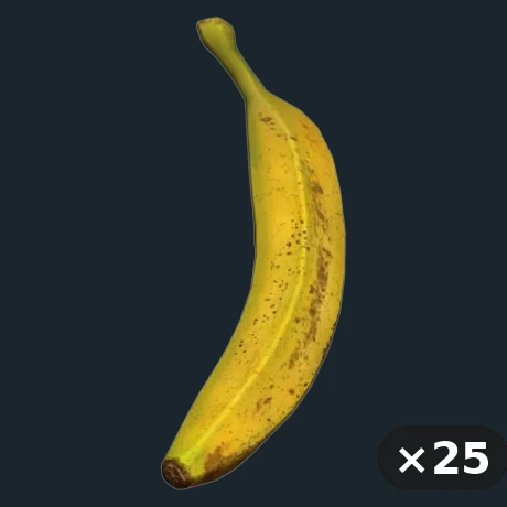 Bananas — flat-lay montage of everything in the package: Banana ×25