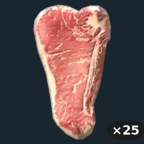 Beef Steaks — flat-lay montage of everything in the package: Cow Steak Meat ×25