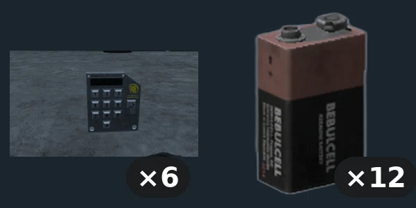 Code Lock Package — flat-lay montage of everything in the package: Digital Code Lock ×6, Battery9 V ×12