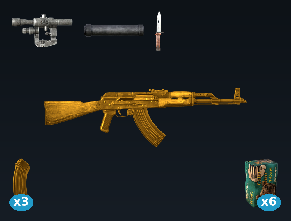 KA-M Gold — DayZ AKM_Gold package, shown with its real game graphic