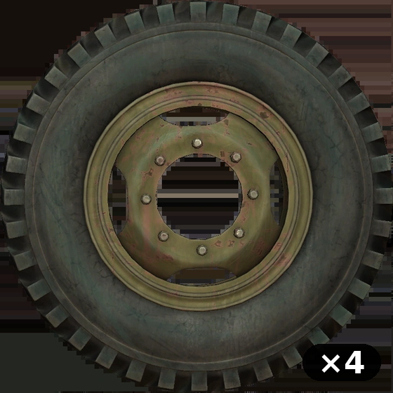 Truck Tires (4-pack) — DayZ M3S truck wheel in pristine condition, shown with its real game graphic; the package holds 4